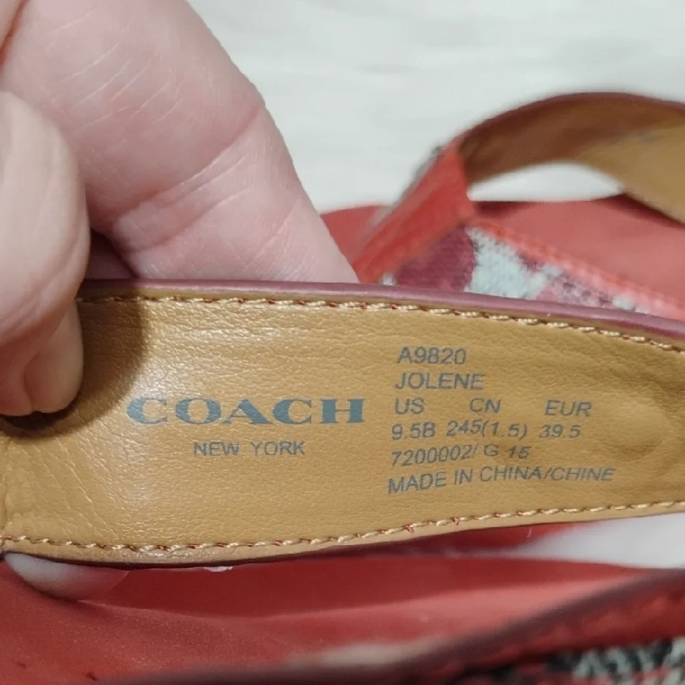 (C-20) Coach Jolene Red and Silver Wedge Sandals Sz.9.5